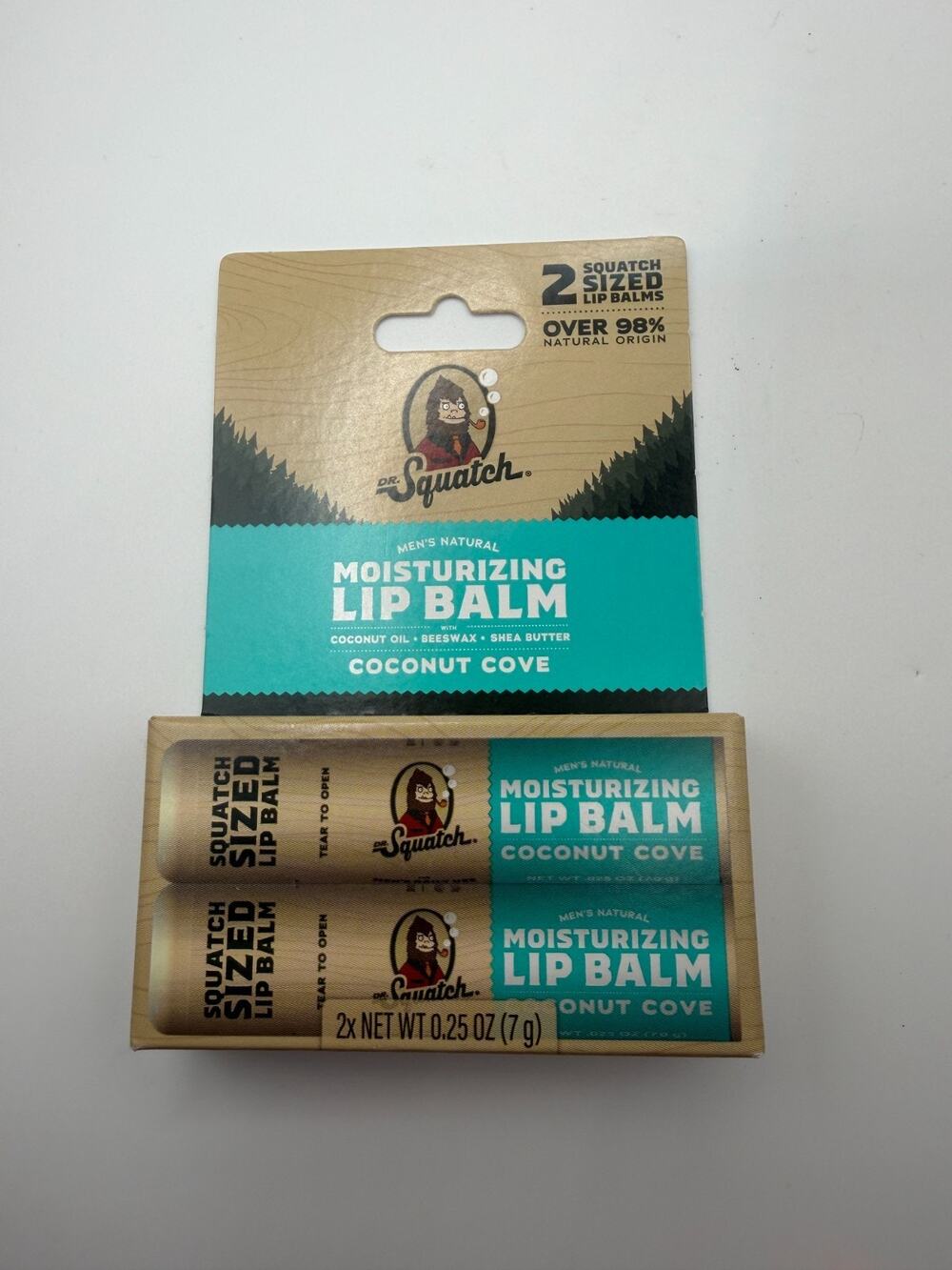 Dr. Squatch Moisturizing Lip Balm, Coconut Cove, 0.25oz, Lot of 2